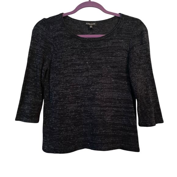 Eileen Fisher Knit Silk Sweater 3/4 Sleeve PM Blue Minimalist Classic Natural - Picture 1 of 7